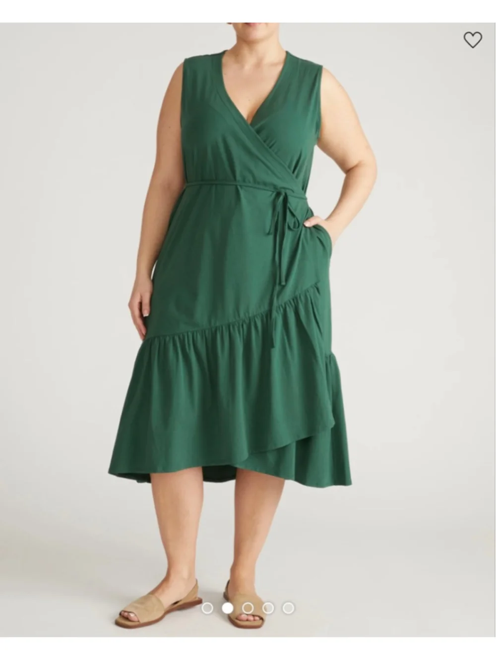 NEW with tags Universal Standard Tiered Twirl Wrap Dress Green Conifer L (22-24) - Picture 2 of 11